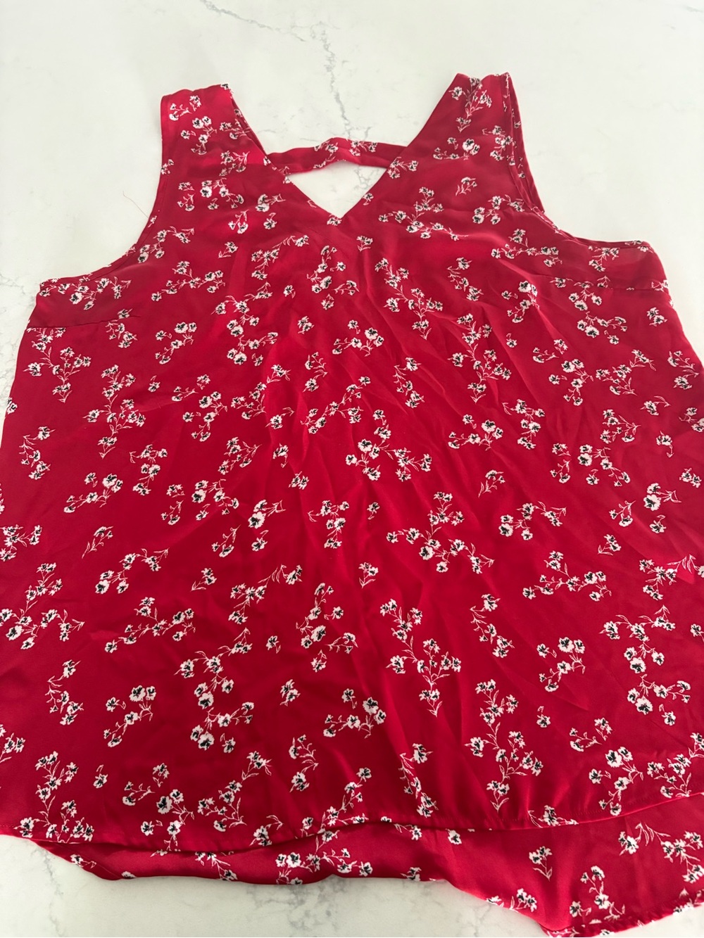Maurices Red Floral Sleeveless Top